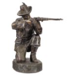 Sculpture. A patinated spelter figure of a Boer soldier circa 1900