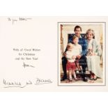 Charles III (Philip Arthur George, 1948-) & Diana (1961-1997). Signed Christmas and New Year card