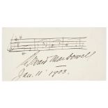 McDowell (Edward, 1860-1908). Scarce Autograph Music Quotation Signed and dated