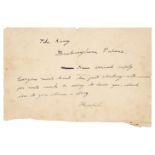 Edward VIII (1894-1972). Autograph Telegram Signed, 'David' [?10 August 1914]