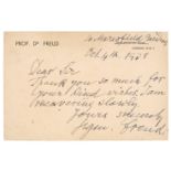 Freud (Sigmund, 1856-1939). Autograph Letter Signed, 'Sigm. Freud', 4 October 1938