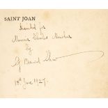 Shaw (George Bernard, 1856-1950). Saint Joan: A Chronicle Play in Six Scenes and an Epilogue