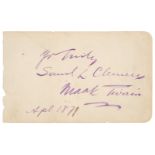 Clemens (Samuel Langhorne, 'Mark Twain', 1835-1910). Large ink double signature