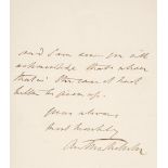 Trollope (Anthony, 1815-1882). Autograph Letter Signed, ‘Anthony Trollope’