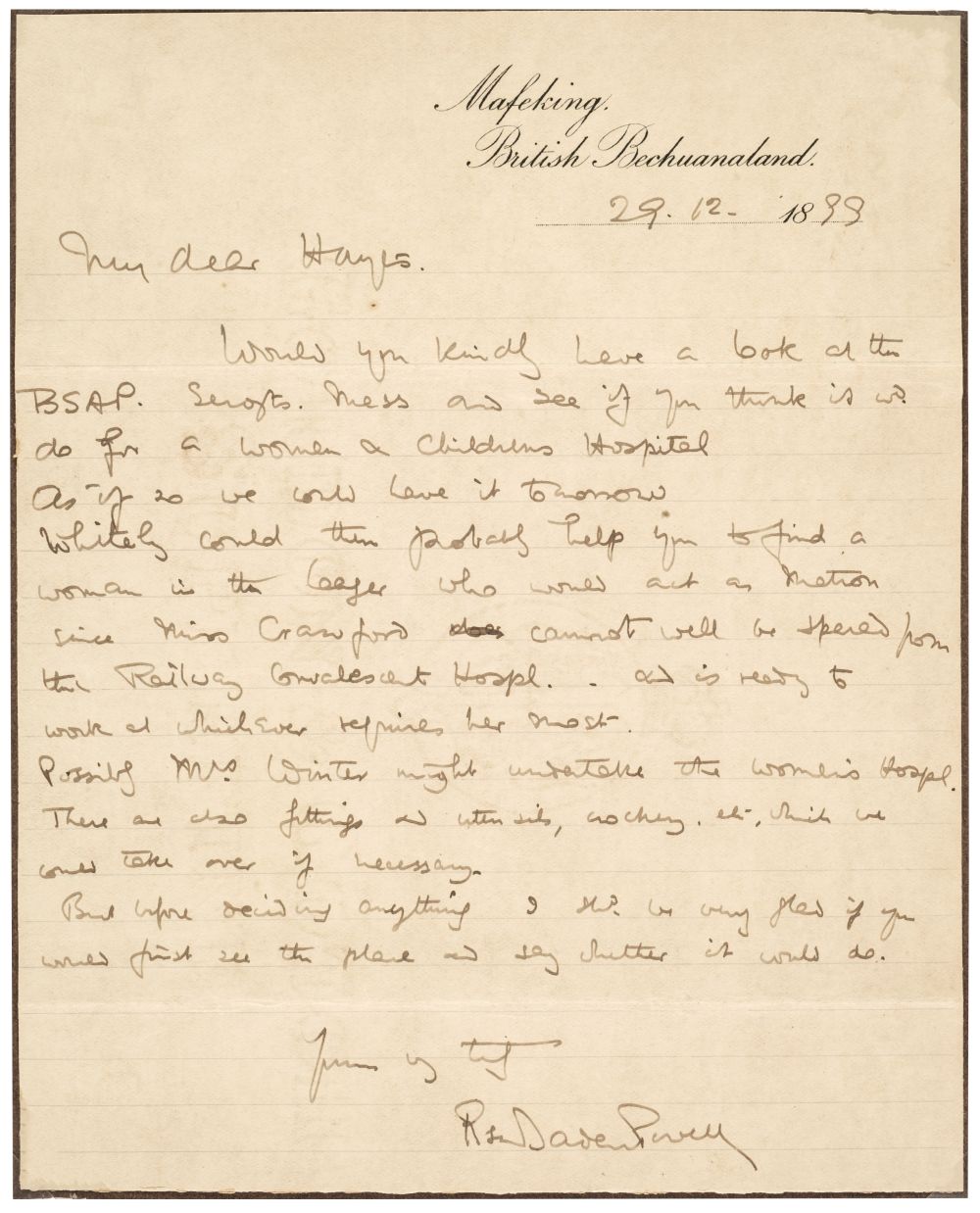 Baden-Powell (Robert, 1857-1941). A group of 5 Autograph Letters and 1 Typed Letter Signed