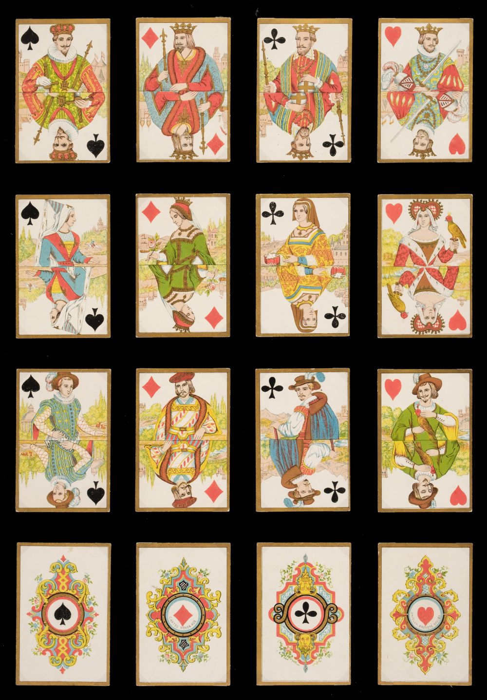 Belgian playing cards. Cartes Moyen-Age, 1st edition?, Bruges: E.A. Daveluy, circa 1840s, & 2