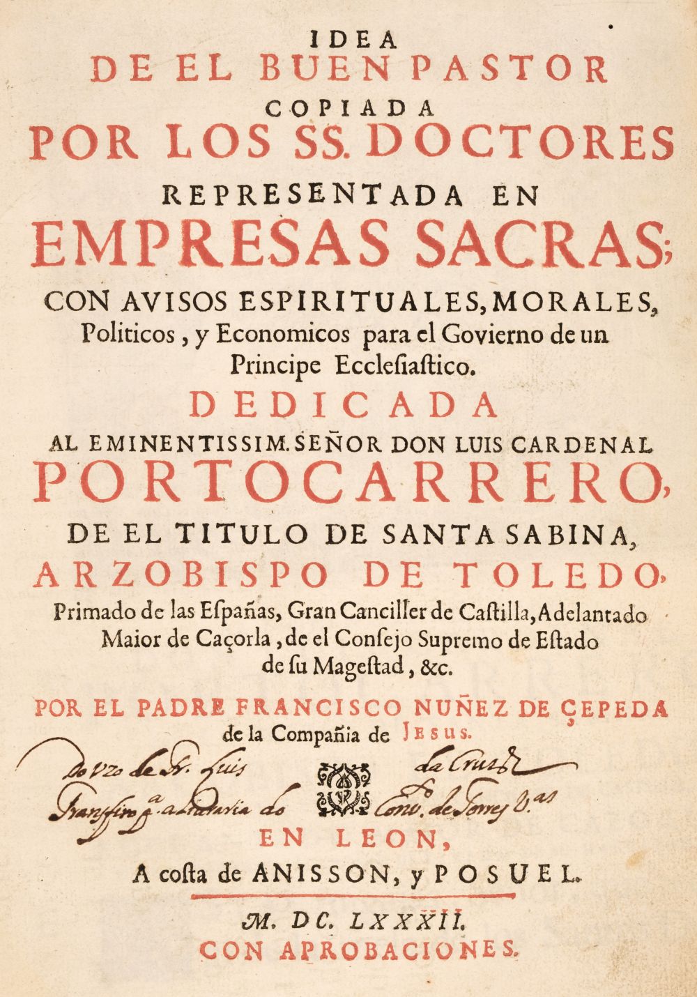 Nunez de Cepeda (Francisco). Idea de El Buen Pastor...en Empresas Sacras, Lyon, 1682