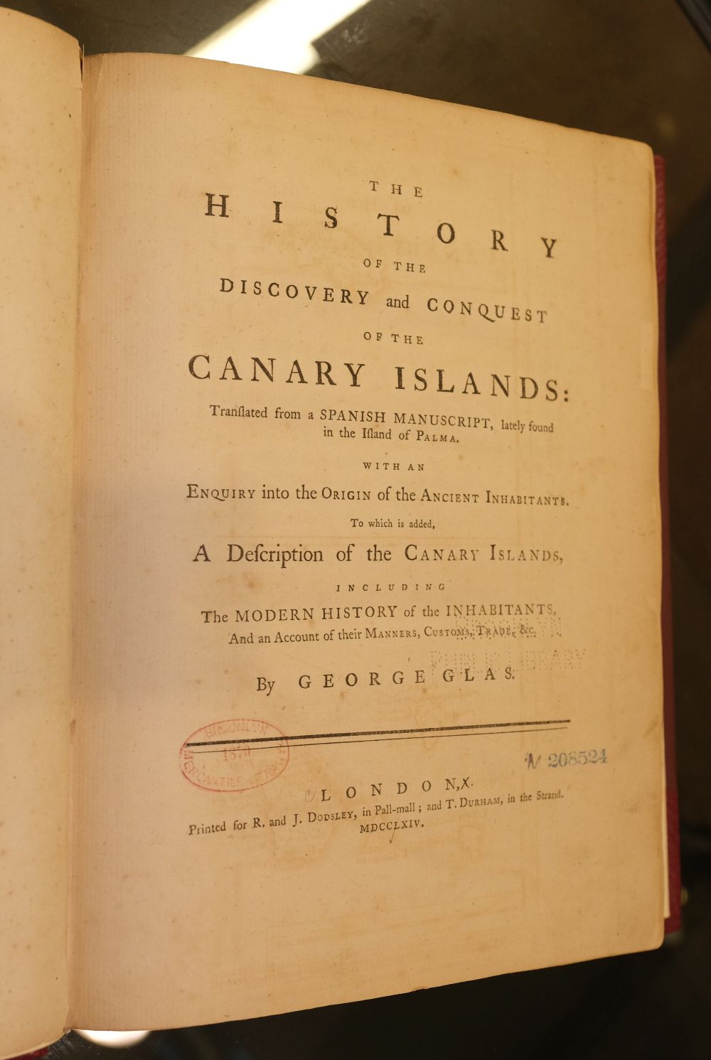 Glas (George). The History of the Discovery and Conquest of the Canary Islands, 1st edition, 1764 - Image 8 of 12