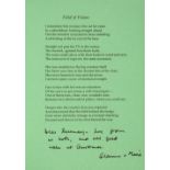 Heaney (Seamus, 1939-2013). Christmas card, printed privately by Peter Fallon for the Heaneys