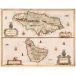 Jamaica. Speed (John), A Map of Jamaica [on sheet with] Barbados, 1676