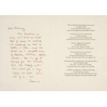 Heaney (Seamus, 1939-2013). Christmas card, privately printed for the author