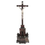 Flemish Crucifix. A 19th century Flemish carved wood crucifix, 98 cm