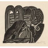 Jones (David, 1895-1974). The Whale vomits out Jonah, 1926, wood engraving, signed