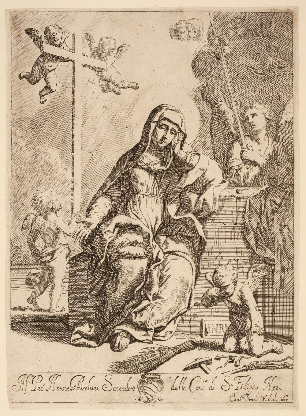 Sirani (Elisabetta, 1638-1635). Mater Dolorosa: Our Lady of Sorrows, 1657, etching