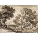 English School. Landscape with cows watering, circa 1810
