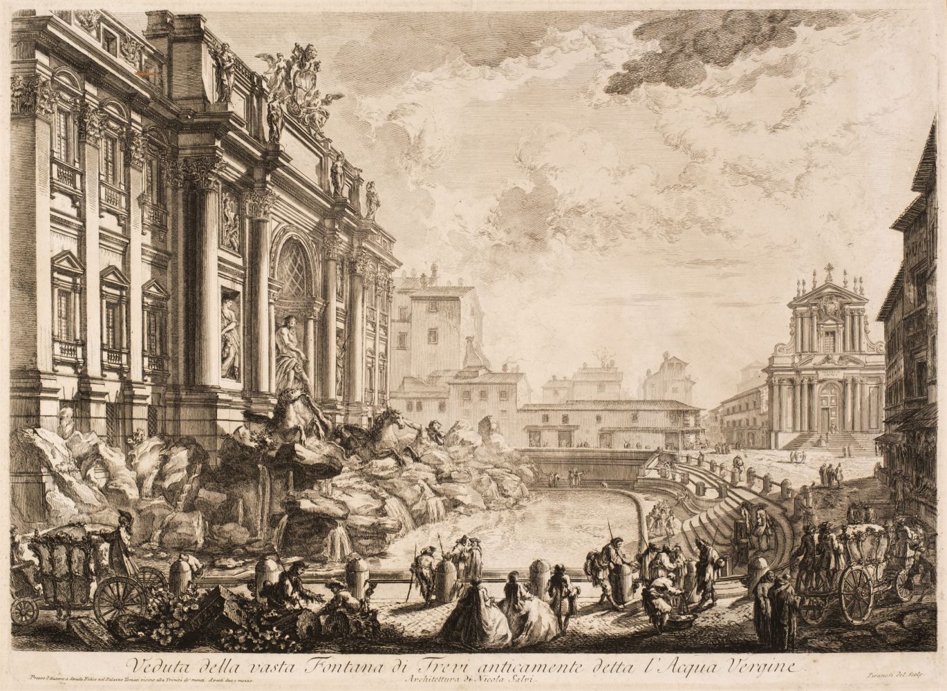 Piranesi (Giovanni Battista, 1720-78). Veduta della vasta Fontana di Trevi anticamente..., 1751