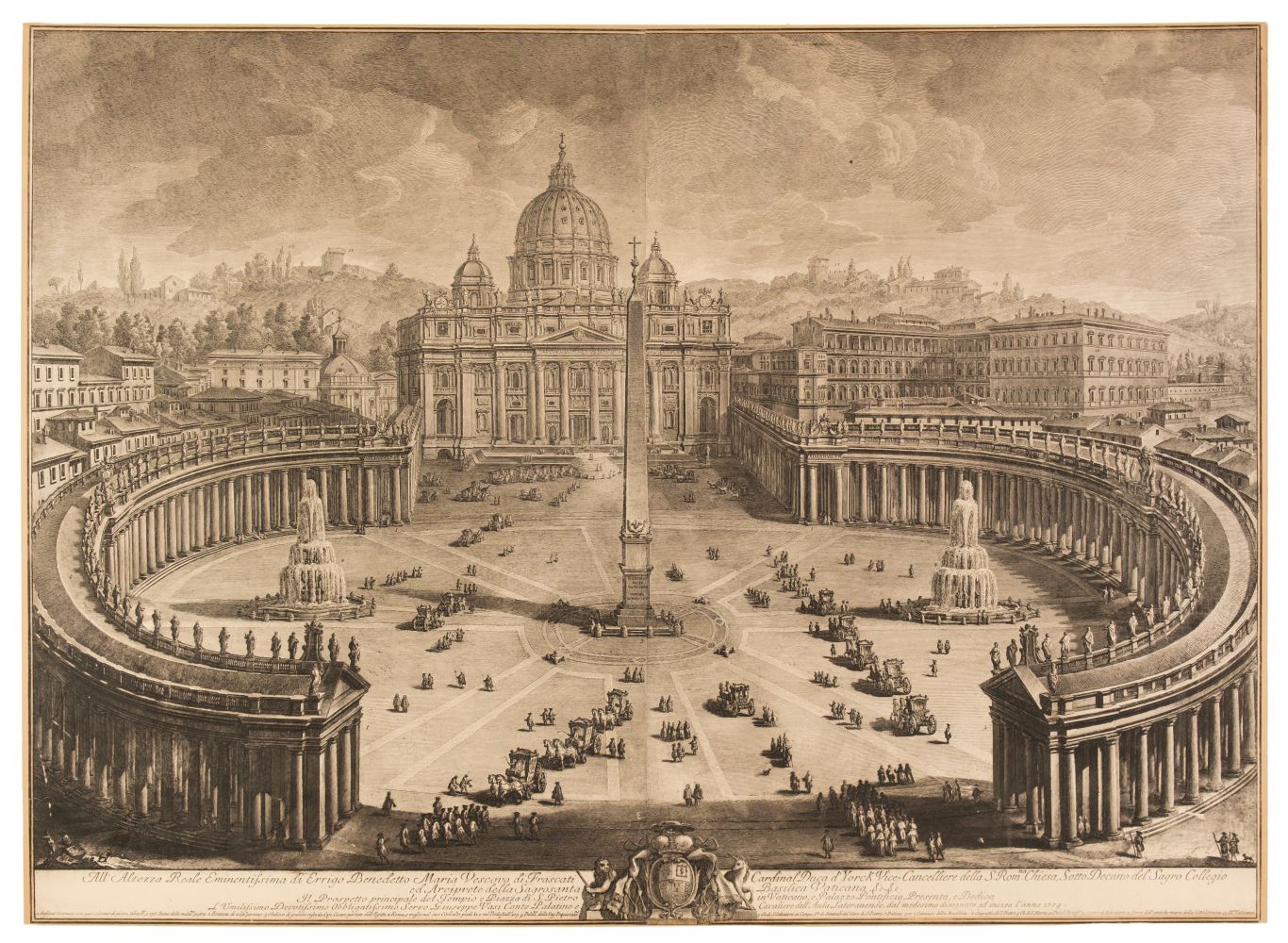 Vasi (Giuseppe, 1710-1782). Il Prospetto principale del Tempio e Piazza di S. Pietro ..., 1774