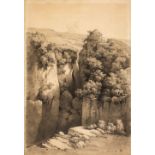 French School. Rocks in a landscape, graphite, initialled 'HL' and dated 1839, plus 9 others