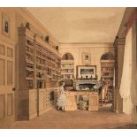 Sutcliffe (Thomas, 1828-1871). Interior of the Lindley Library, 1850, watercolour