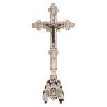 Crucifix. A 19th century Jerusalem mother of pearl and olive wood crucifix