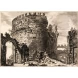 Piranesi (Giovanni Battista, 1720-78). Sepolcro di Cecilia Metella, 1762, etching