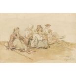 Ward (James, 1769-1859). Figures on the Shore, 1800, watercolour, signed