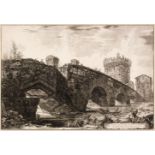 Piranesi (Giovanni Battista, 1720-78). Veduta del Ponte Lugano su l'Anione, 1763, etching