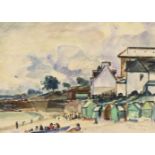 French School. View of Tréboul, 1930, watercolour