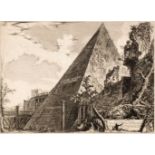 Piranesi (Giovanni Battista, 1720-1778). Piramide di C. Cestio, from Vedute di Roma, 1756
