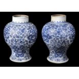 Vases. A large pair 19th century Chinese blue and white porcelain vases