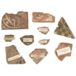 Medieval Tile Fragments. A collection of tile fragments from various Abbeys