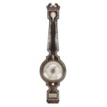 Barometer. A Victorian rosewood and mother-of-pearl inlaid barometer