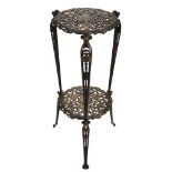 Art Nouveau. A continental cast iron two-tier plant stand circa 1900