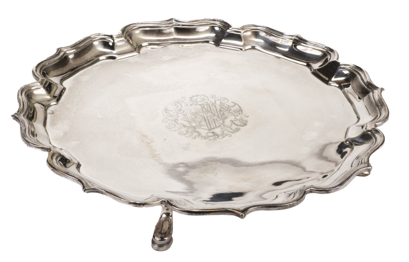 Salver. A George II silver salver by John Eckfourd Jnr, London 1730