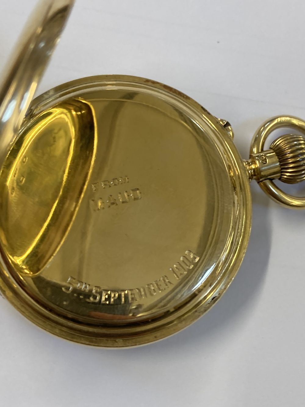 Pocket Watch. An 18ct gold half hunter pocket watch by Barber & Smith - Bild 6 aus 11