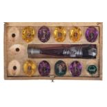 Desk Seal Set. An early 19th century coloured glass wax seal set