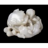 Jade. A Chinese jade carving of a lion and cub