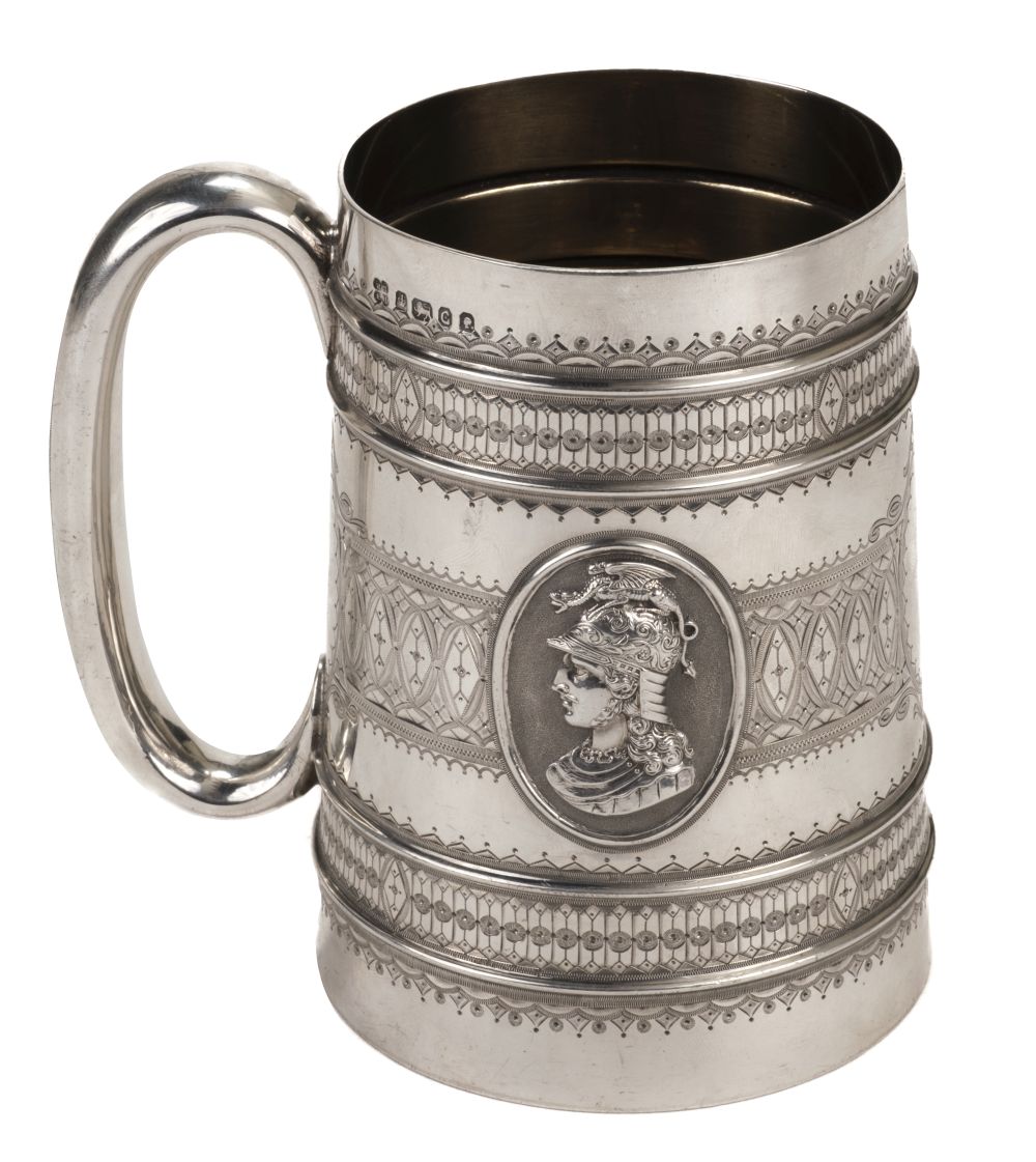 Mug. A Victorian silver mug by Martin, Hall & Co, Sheffield 1874