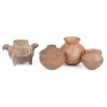 Pre Columbian. A small collection of pre columbian terracotta pots
