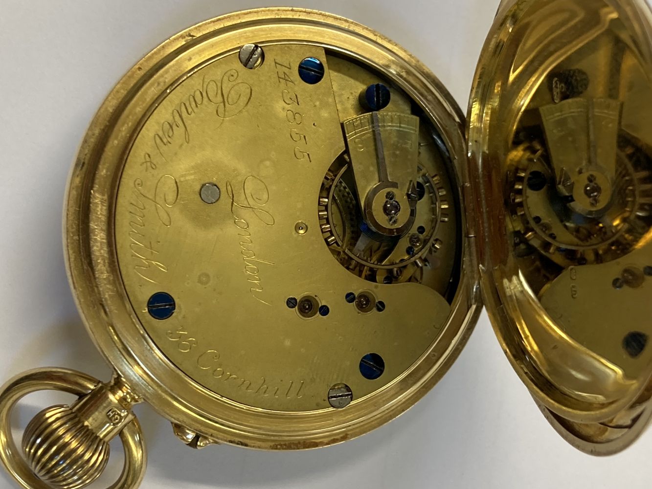 Pocket Watch. An 18ct gold half hunter pocket watch by Barber & Smith - Bild 7 aus 11