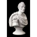 Duke of Wellington. A 19th century biscuit porcelain half bust of the Duke of Wellington circa 1830