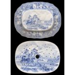 Duke of Wellington. A George III blue and white meat platter depicting the Battle of Waterloo