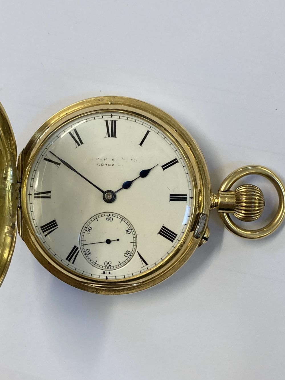 Pocket Watch. An 18ct gold half hunter pocket watch by Barber & Smith - Bild 4 aus 11