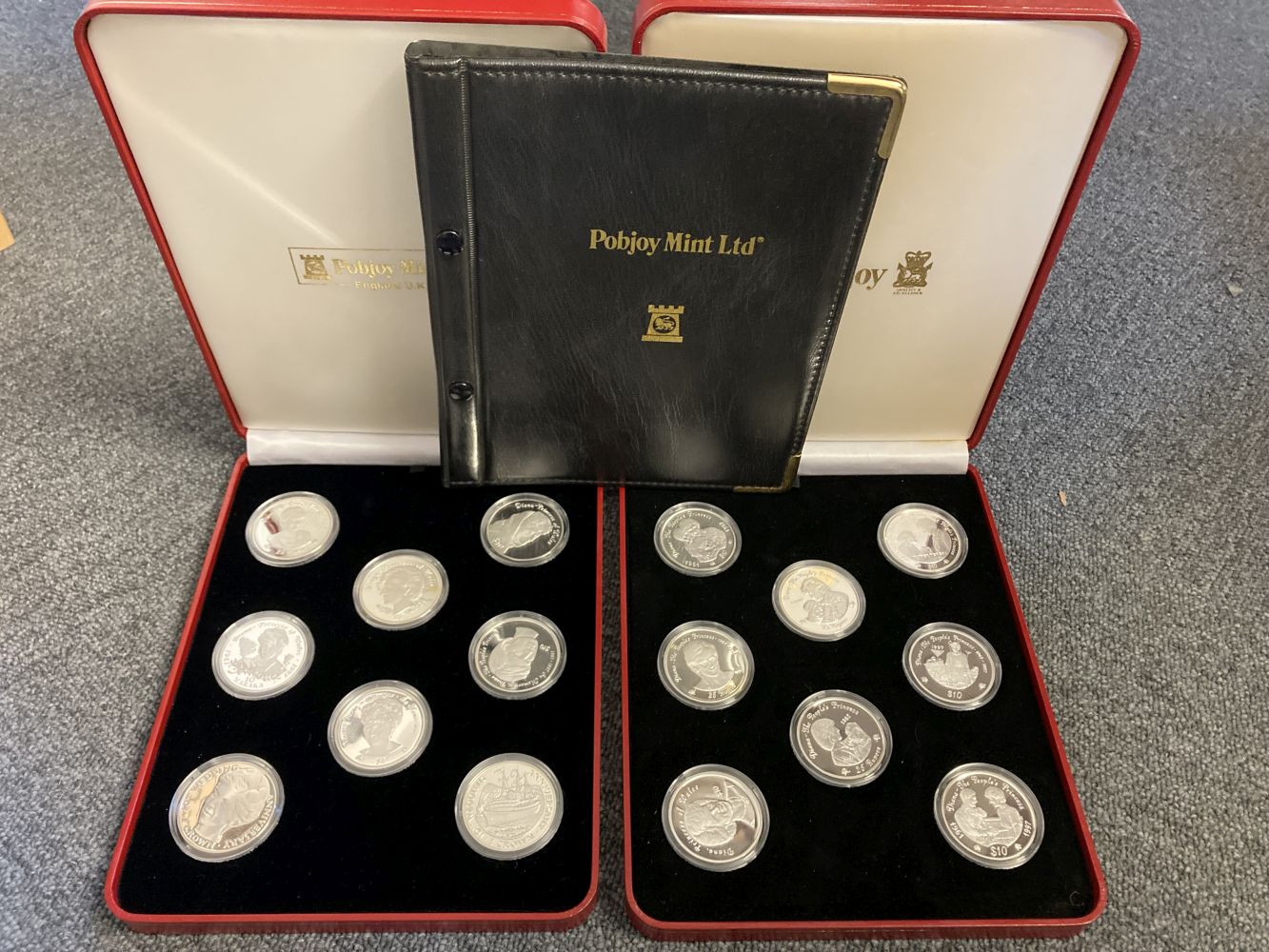 Proof Coins. Pobjoy Mint Ltd, 16 silver proof crowns, Princess Diana