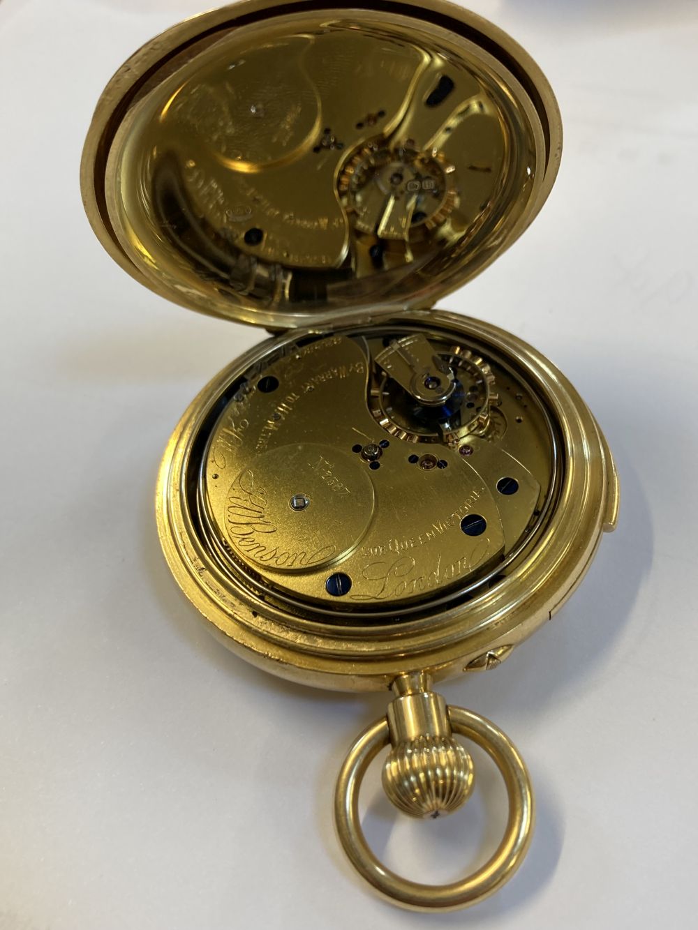 Pocket Watch. An 18ct gold full gold hunter pocket watch by J.W. Benson London 1918 - Bild 6 aus 7