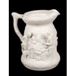 Duke of Wellington. A Victorian parian ware Jug depicting the death of the Duke of Wellington at