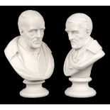 Duke of Wellington. A pair of parian ware busts of the Duke of Wellington