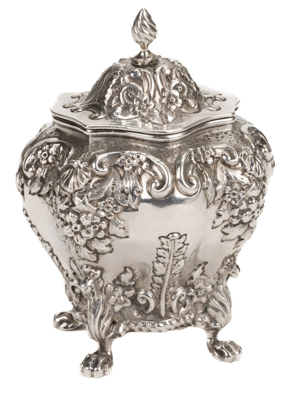 Tea Caddy. A silver tea caddy by George Nathan and Ridley Hayes, Chester 1902