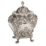 Tea Caddy. A silver tea caddy by George Nathan and Ridley Hayes, Chester 1902
