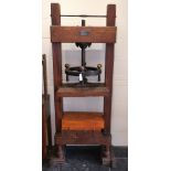 Standing Press. A handsome oak & beech 'French style' standing press by Hampson Bettridge & Co.